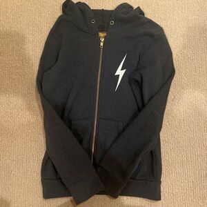 Aviator Nation Black Hoodie with White Lightning Bolt